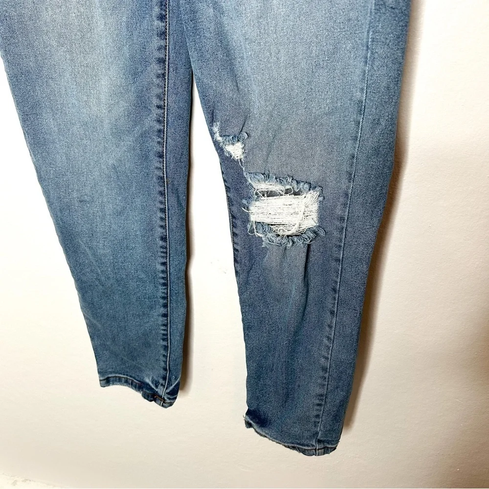 Nature Denim High Rise Button Fly Slim Straight Leg Distressed‎ Jeans 28